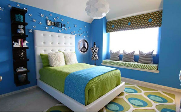 schlafzimmer farben ideen blaue wandfarbe grün raumgestaltung