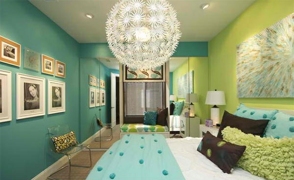 schlafzimmer farben wandgestaltung ideen blau grün