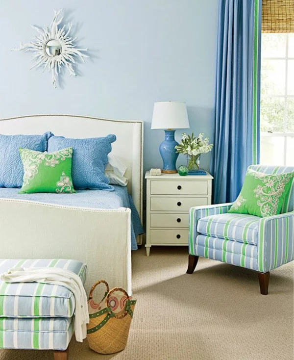 schlafzimmer ideen einrichten schlafzimmermöbel grün blau farben