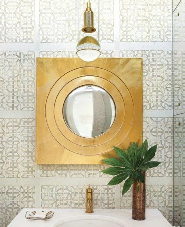 spiegel led wand bad golden textur