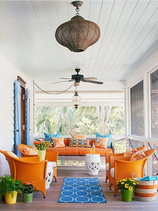 terrassengestaltung ideen veranda möbel rattanmöbel sofa holzveranda