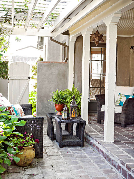 terrassengestaltung ideen veranda rattan gartenmöbel orientalischer stil