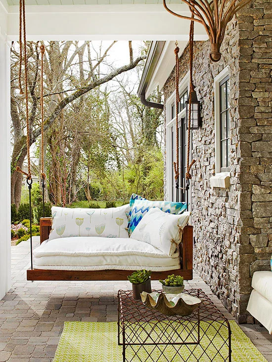 terrassengestaltung ideen veranda schaukel möbel entspannungsecke
