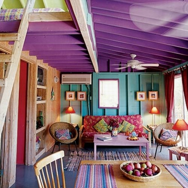 tropische wohnzimmer farbideen kolorit decke