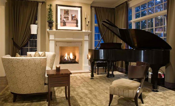 wohnzimmer möbel klavier einrichtungsstil traditionell beige braun wohnzimmer farben