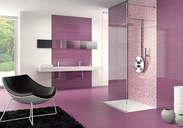  farbgestaltung wänd badezimmer Altrosa als Wandfarbe fliesen