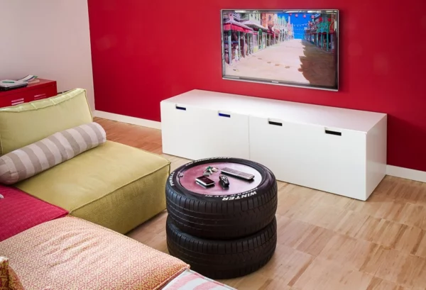 DIY Möbel Autoreife couchtisch wohnzimmer