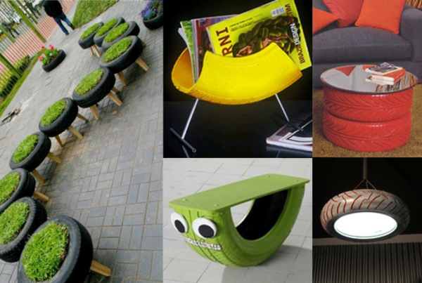 DIY Möbel Autoreifen autoreifen recycling tiere insekte grün