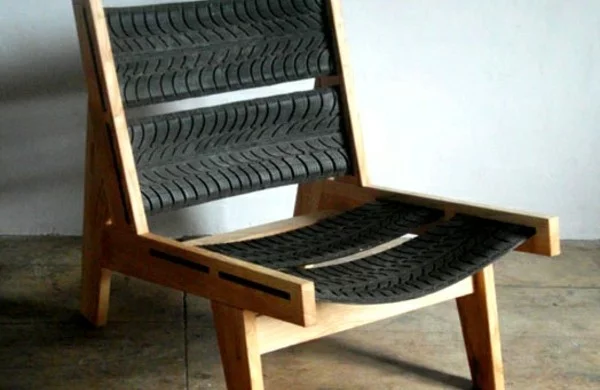 DIY Stuhl mit Sitz und Lehne aus Reifenstücken 