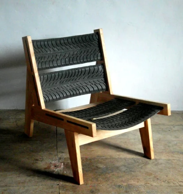 DIY Möbel aus Autoreifen stuhl rückenlehne holz