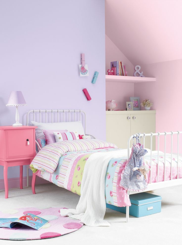 Farbideen mädchenhaft lila rosa Kinderzimmer kinderzimmergestaltung einrichten