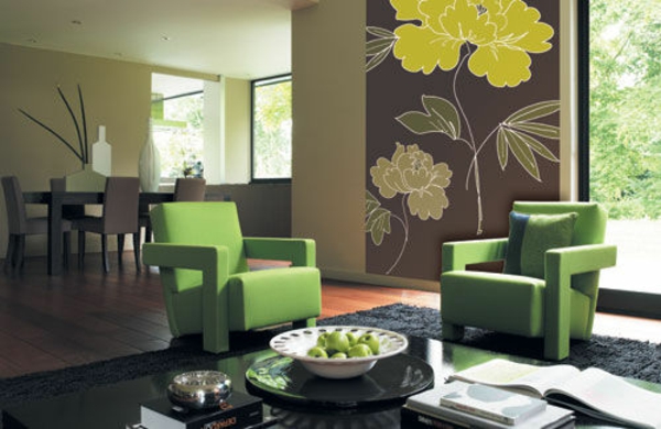 Farbideen Wohnzimmer grüne wandfarben