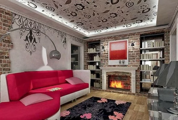 Günstige Wandverkleidung Kunststein wandpaneele steinoptik wohnzimmer rot