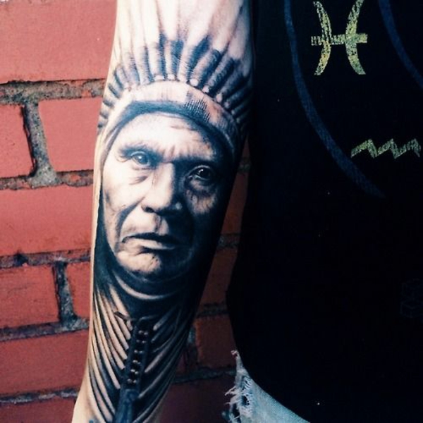 Häuptling Seattle tattoo motive unterarm