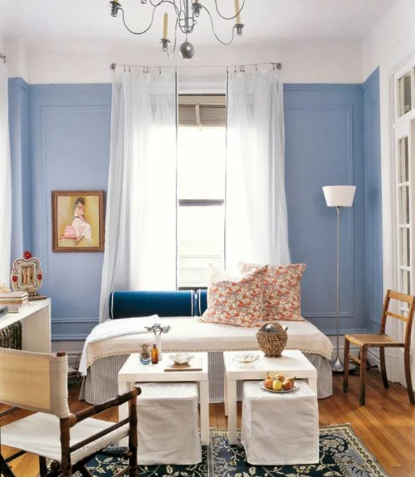 Taubenblauе Wandfarbe wohnzimmer klassisch