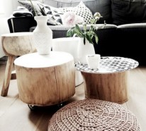 Tisch aus Baumstamm – tolles Kunststück im Wohnzimmer