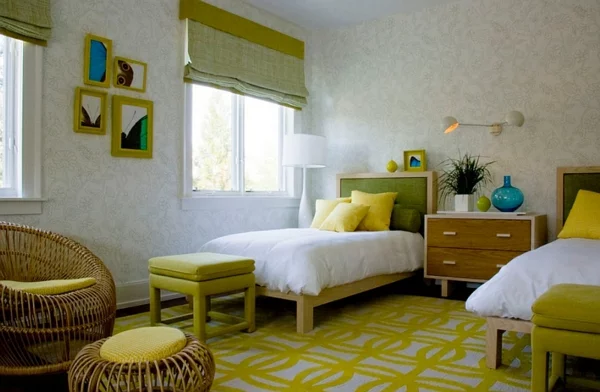 Wohnideen Farbkombination wandfarbe wohnzimmer rollo