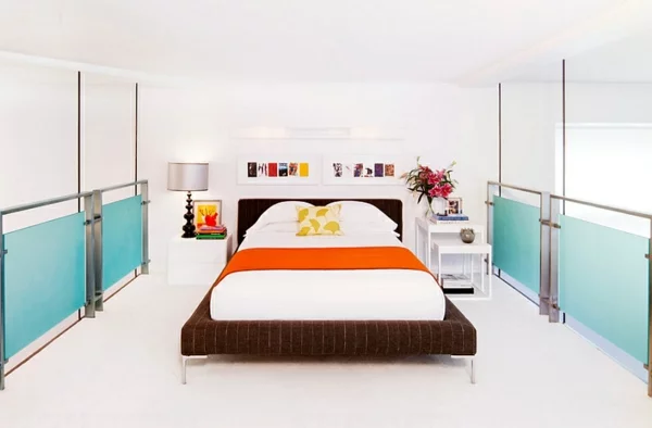 Farbkombination wandfarbe wohnzimmer weiß bett