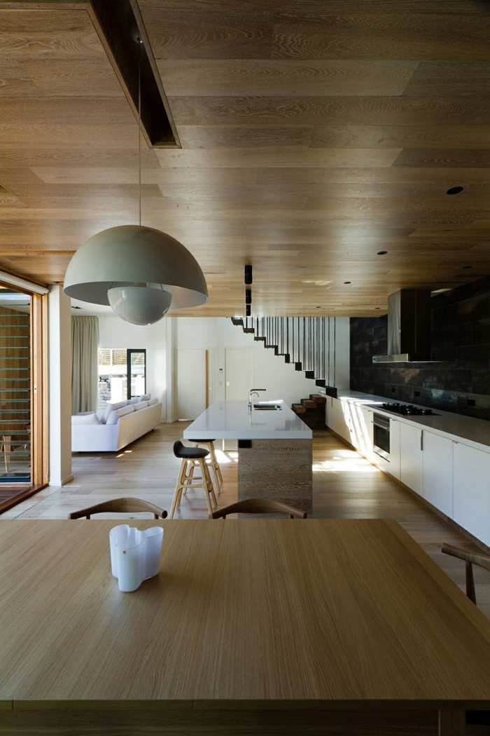 architektenhaus moderne inneneinrichtung holz küche esszimmer holztisch