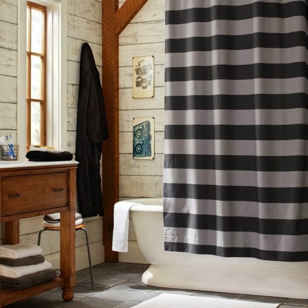 badezimmer design badvorhänge duschvorhang grau badewanne 