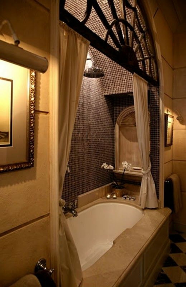 badezimmer design luxuriös badvorhänge duschvorhang badewanne 