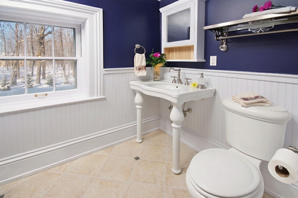 badezimmer gestalten badmöbel blaue wand