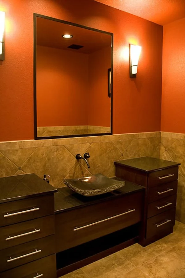 badezimmer gestaltungsideen farbgestaltung orange braun