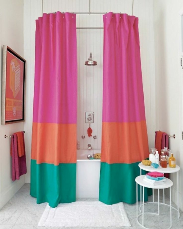 badezimmer ideen badvorhänge duschvorhang dreifarbig 