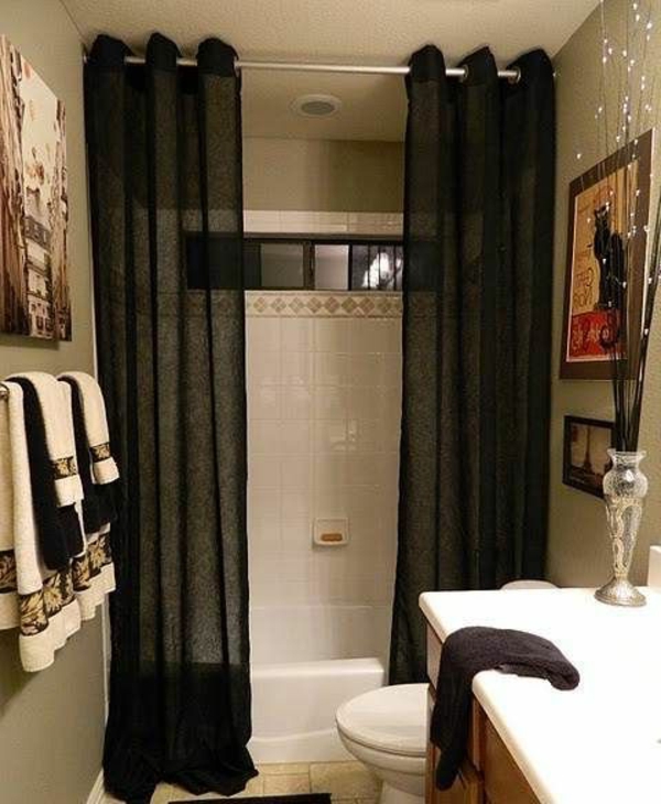 badezimmer ideen badvorhänge duschvorhang schwarz dekoideen 