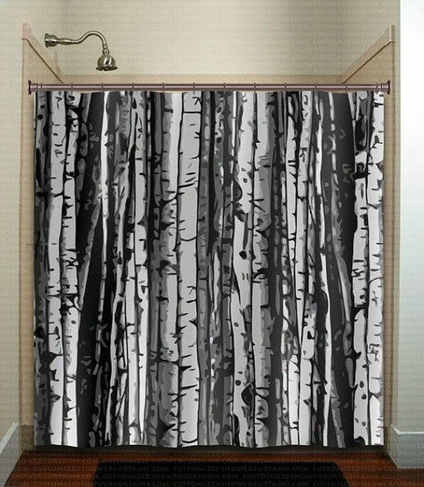 badezimmer badvorhänge duschvorhang wald motive
