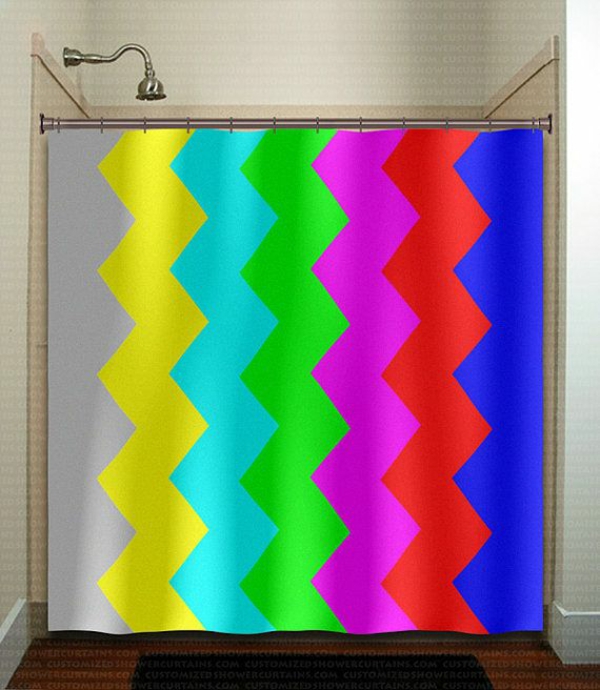 badezimmer badvorhänge duschvorhang zigzag muster signal farben