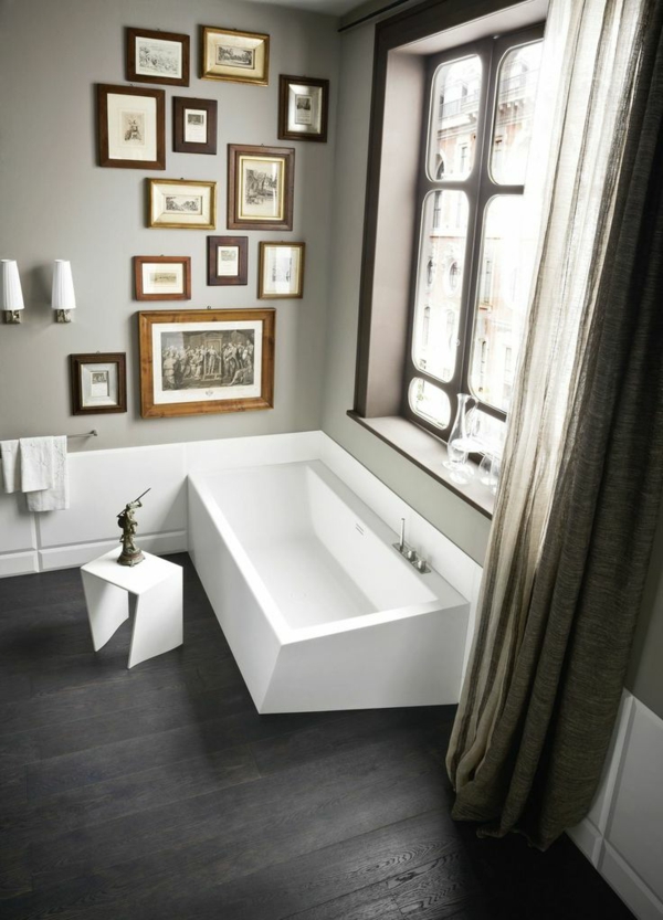 badezimmer ideen luxuriös badvorhang badewanne wandgestaltung 