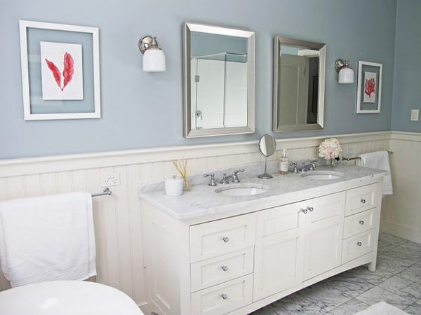 badezimmergestaltung ideen in weiß badmöbel  spiegel