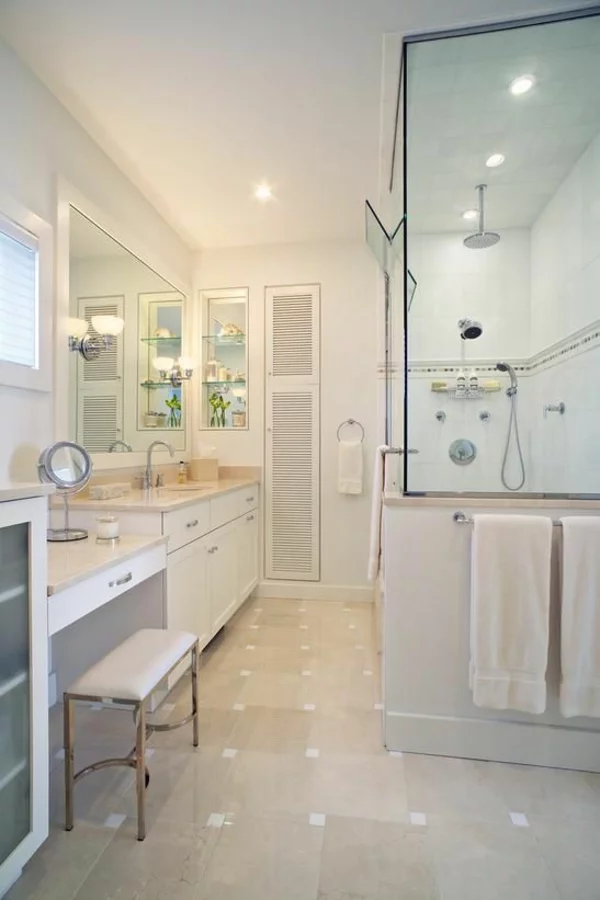 badezimmergestaltung ideen weißes badezimmer duschkabine 