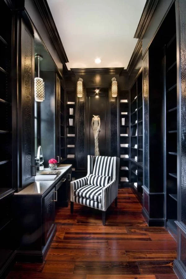 einrichtungsideen ankleidezimmer möbel elegant holz schwarz garderobe 