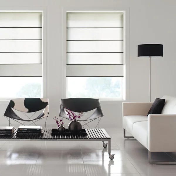 faltrollo selber nähen grau fenster deko minimalistisch wohnzimmer raffrollos