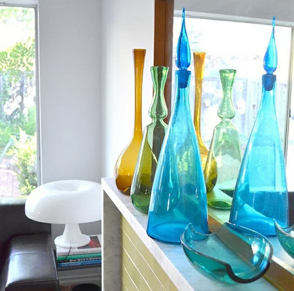 familienzimmer transparent dekoartikel vasen glas bunt