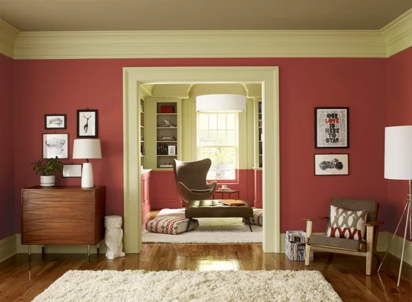 farben kommode ideen stuhl wandgestaltung wohnzimmer