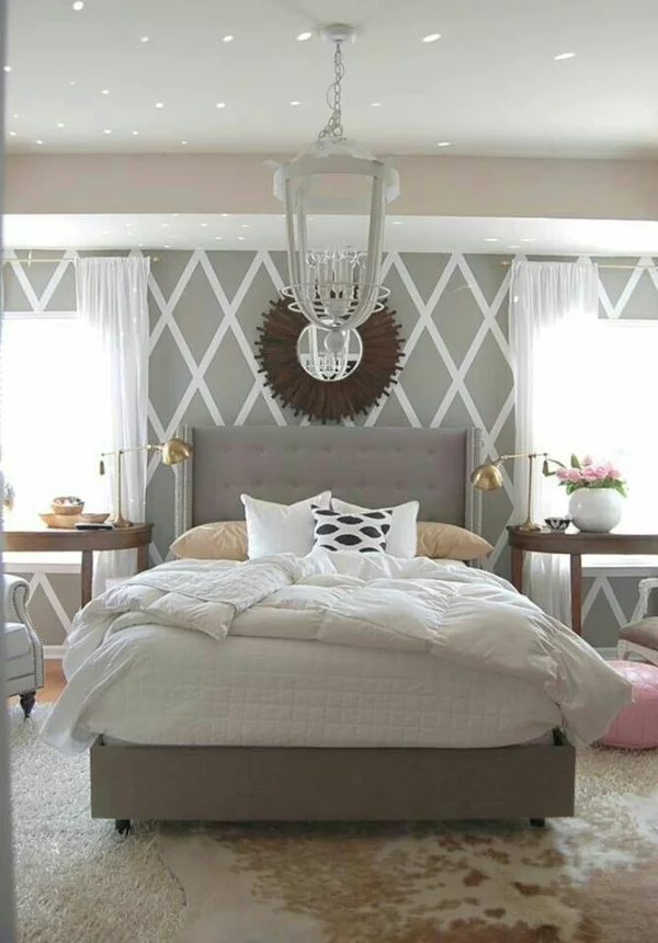 farbgestaltung schlafzimmer beige grau neutralle erdige farben polsterbett