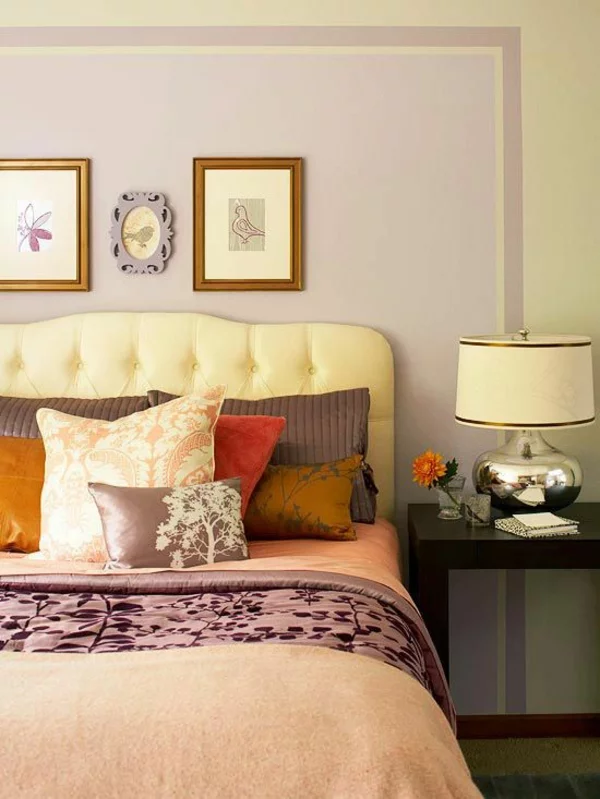 farbgestaltung schlafzimmer farbideen pastellfarben lila wandfarbe wanddeko