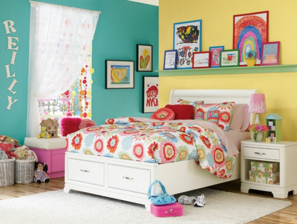 farbgestaltung schlafzimmer kinderzimmer farbideen gelbe türkisblau wandfarbe