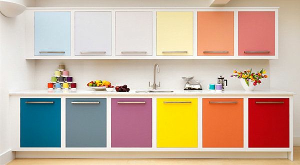 farbige neue küchenfronten alte küchenschranktüren küche renovieren ideen