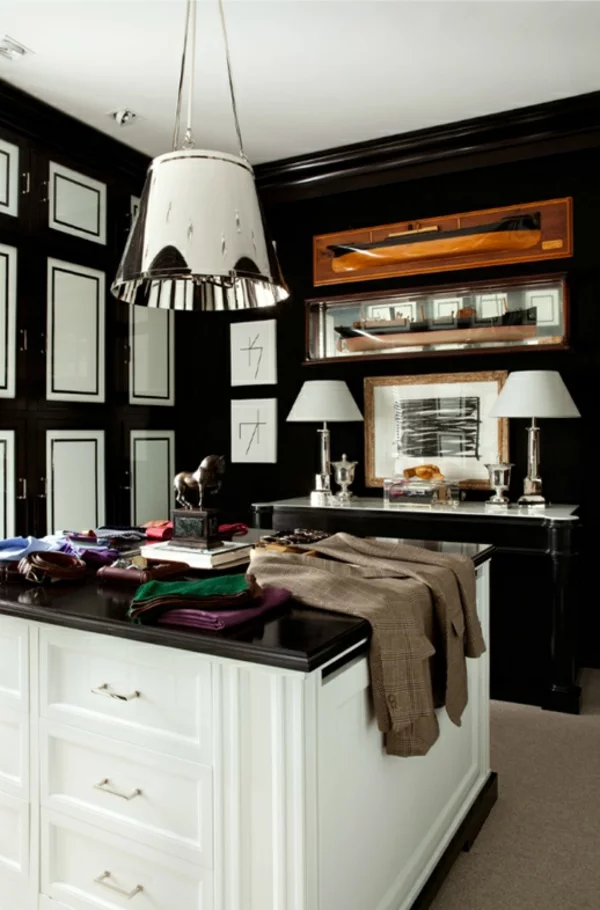 interior design ankleideraum schwarz weiß