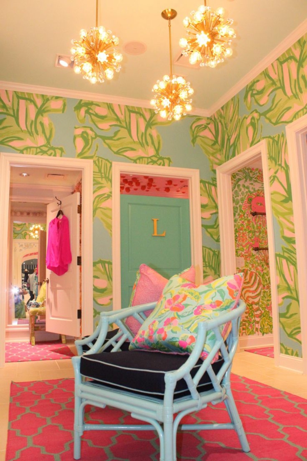 interior design ankleidezimmer einrichten farbige wandgestaltung 