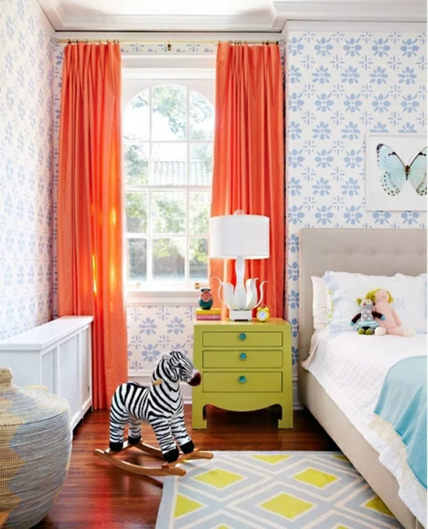  ideen deko gardinenvorschläge orange Ideen für Kinderzimmergestaltung