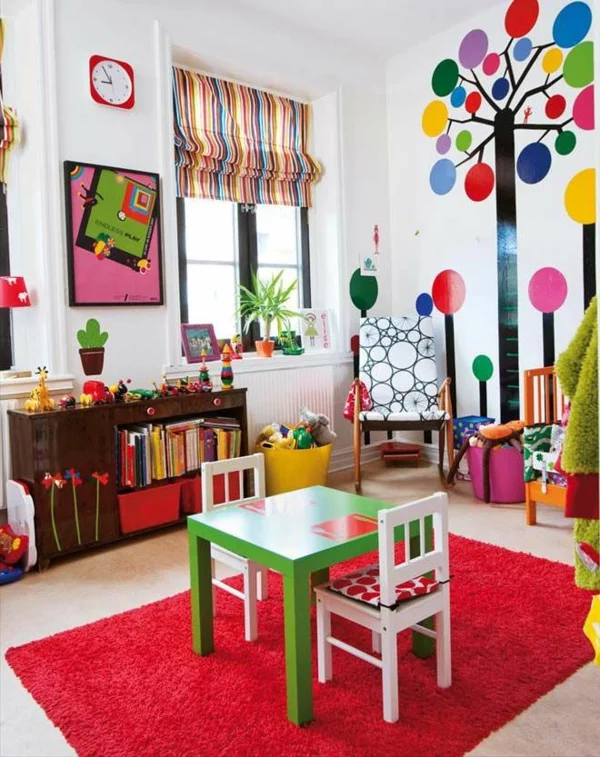akzente gestalten ideen deko spielecke rot Ideen für Kinderzimmergestaltung