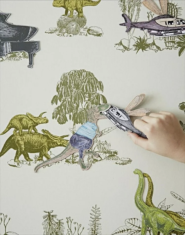 kinderzimmer wandtapeten dinosaurier abbildungen wandgestaltung für kinder