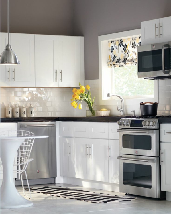 küchen design wandfarbe grautöne modern weiße 