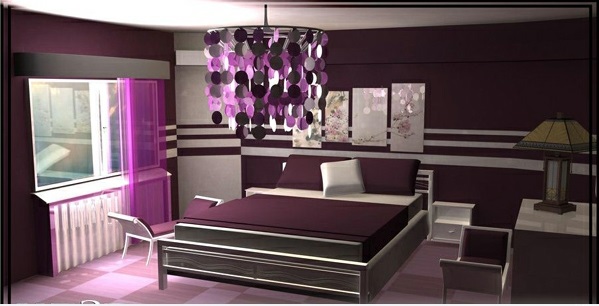 lila schlafzimmer designideen chinesisch 