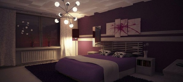 lila schlafzimmer designideen wanddeko 